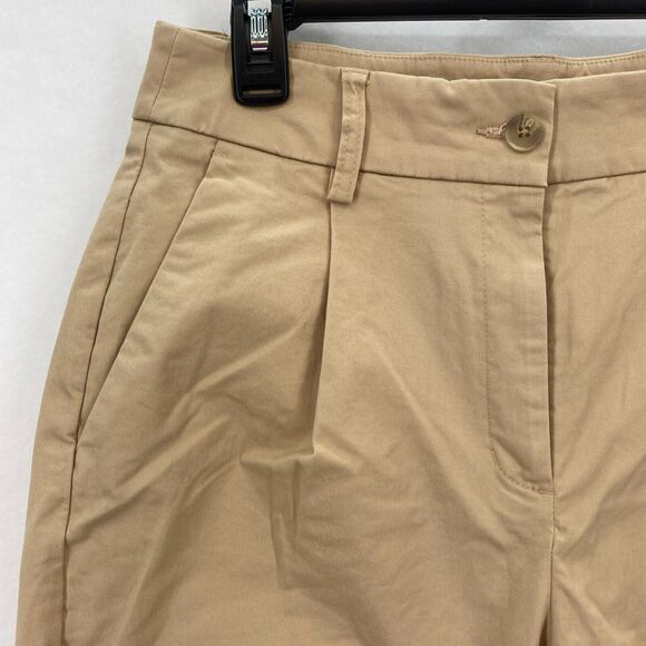 Express Ankle Pants Women's 6 Long Khaki Beige Stretch Fabric Pleated Chino NWT - Picture 3 of 14